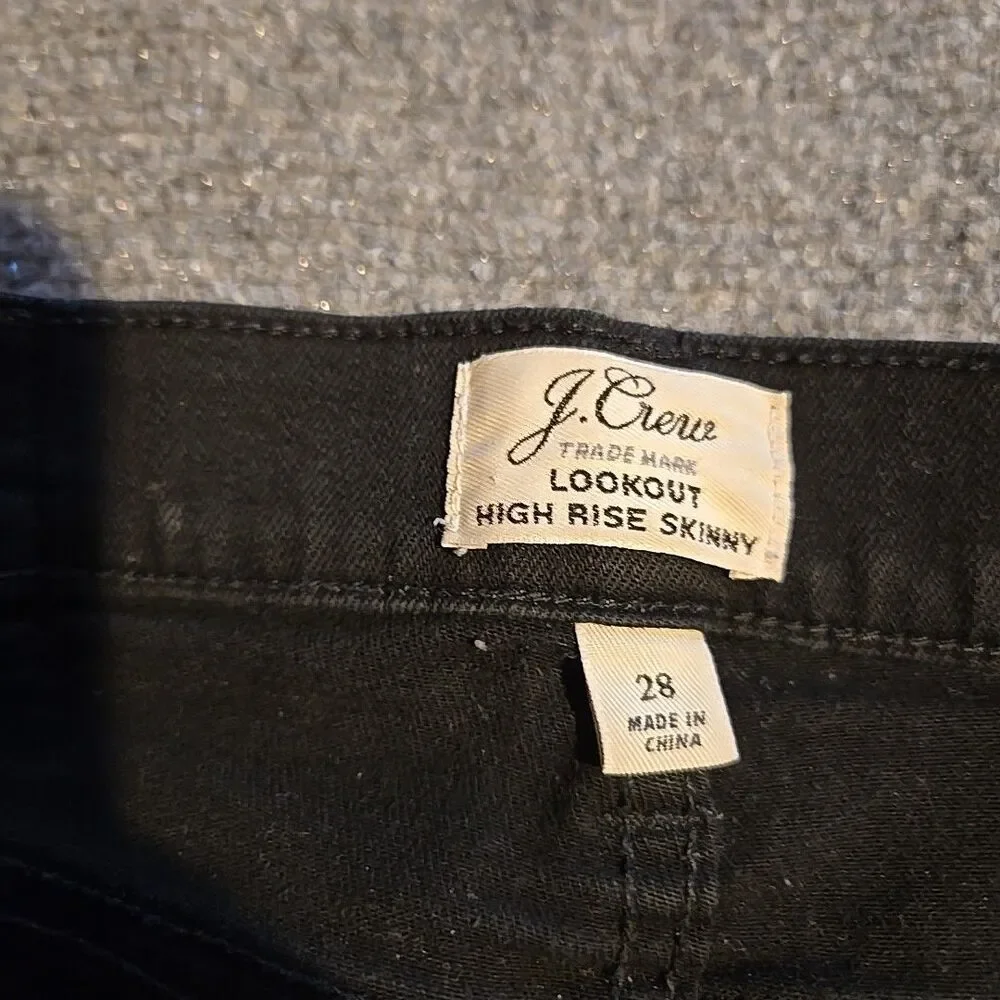 J. Crew Lookout High-Rise Skinny Jeans Womens 28 Black Ankle Zip Denim Stretchy